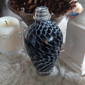 Artistic Black and Silver Glass Swirl Vase By LA TEE DA